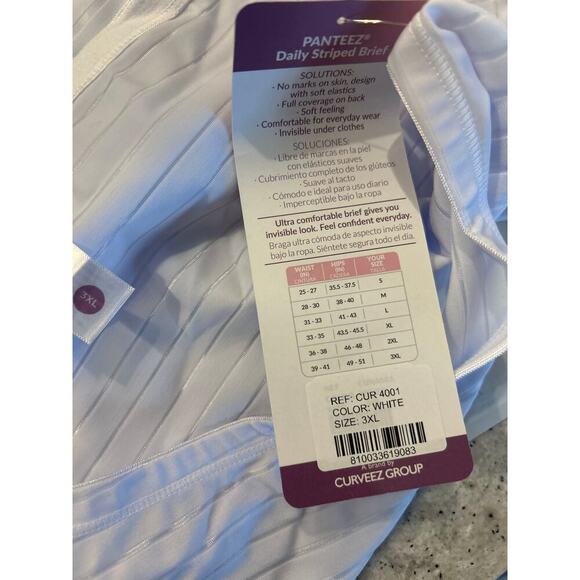 CURVEEZ Daily Striped Briefs White 3XL - Picture 5 of 6